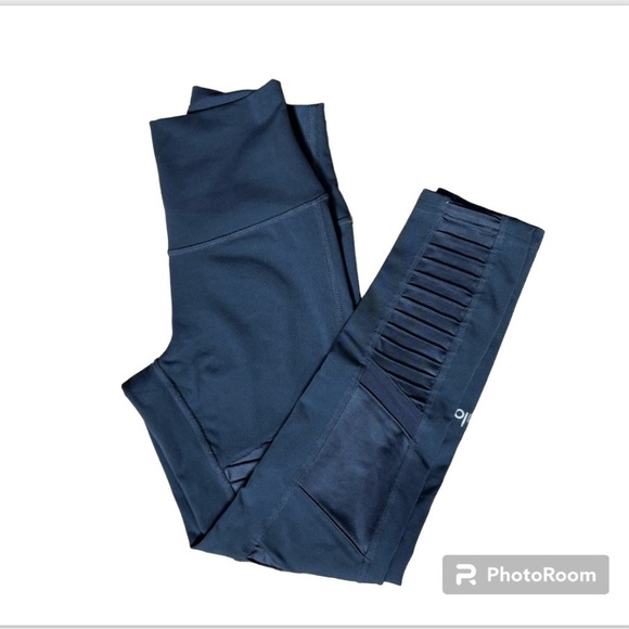 ALO Yoga Pants - ALO Navy Moto High Waist Leggings XS